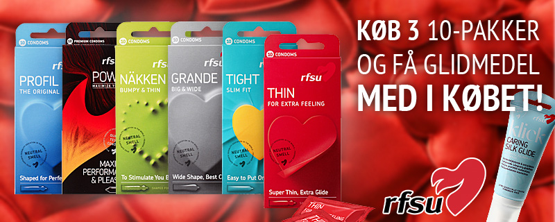 Køb 3 valgfri pakker med 10 stk. kondomer - Klick Caring Silk Glide med i købet! Værdi 56 kr