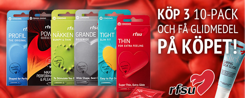 Köp 3 valfria10-pack kondomer - få Caring Silk glide 50 ml på köpet! Värde 79 kr