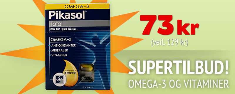 SUPERTILBUD! Pikasol Total 73 kr (rek 129 kr)