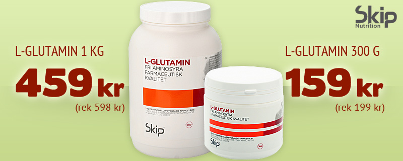 L-Glutamin - 1kg 459 kr (rek 598 kr), 300g 159 kr (rek 199kr)