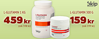 L-Glutamin - 1kg 459 kr (rek 598 kr), 300g 159 kr (rek 199kr)