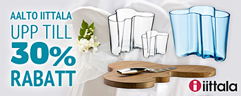 Upp till 30% rabatt på Aalto serveringsbrickor, ljuslyktor, vaser och skålar från Iittala!