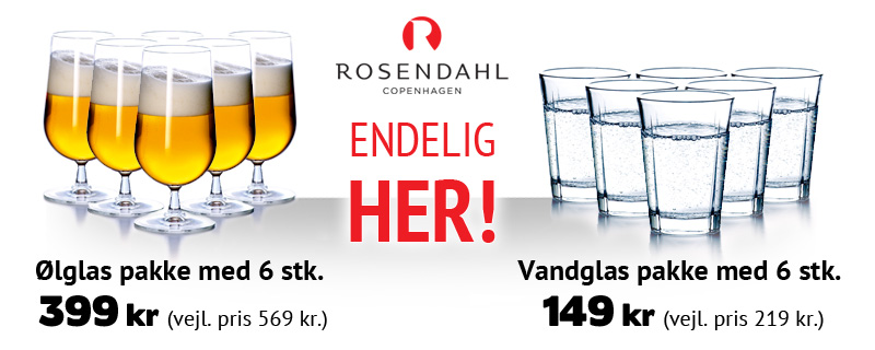 30% rabat på pakke med 6 ølglas & vandglas fra Rosendahl!