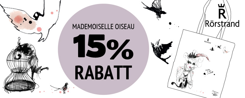 15% rabatt på Mademoiselle Oiseau asjetter, tallerkener og krus fra Rörstrand! 
