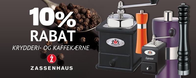 10% rabat på krydderi- og kaffekværne fra Zassenhaus!