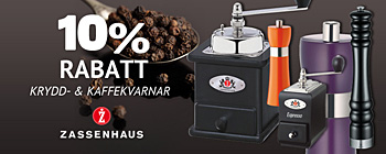10% rabatt på krydd & kaffekvarnar från Zassenhaus!