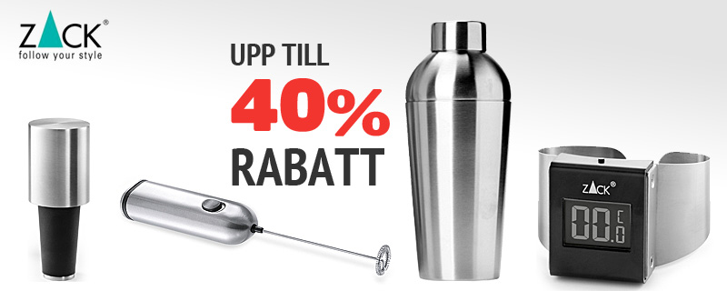 Upp till 40% rabatt på utvalda produkter från Zack!
