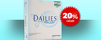 20% rabatt på Dailies Toric 90-pack!