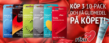 Köp 3 valfria10-pack kondomer - få Caring Silk glide 50 ml på köpet! Värde 79 kr