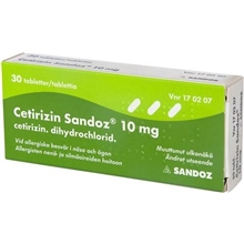 Cetirizin Sandoz 30ST 10MG (Läkemedel) 30 st/paket