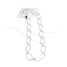 Oval Necklace - Silver Chain Long