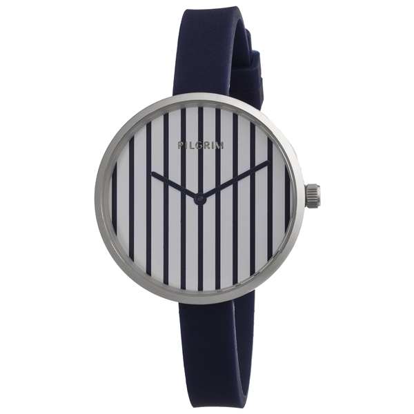 Striped Navy Silicone Watch