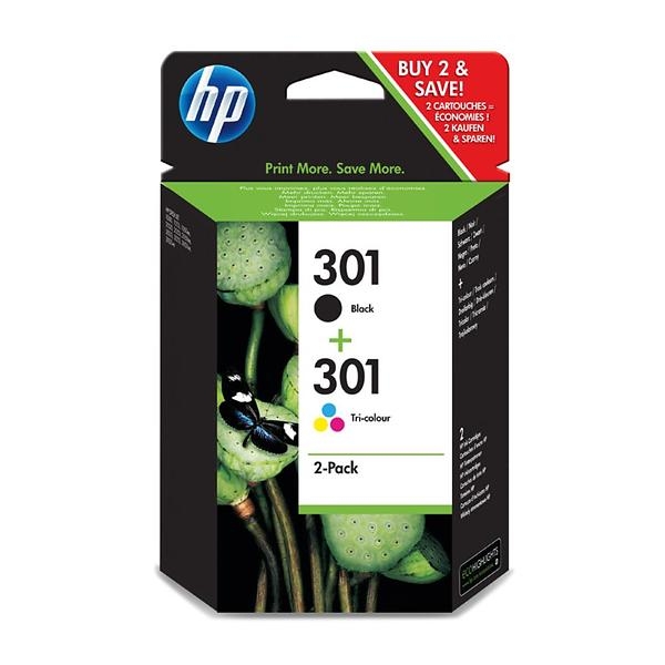 HP No301 black/3-color ink cartridges, 2-pack