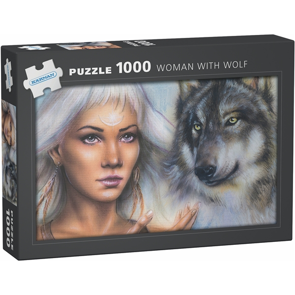 Pussel 1000 Bitar Woman with Wolf