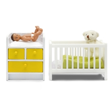 Lundby Stockholm Spjälsäng + Skötbord