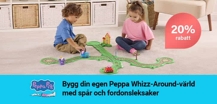 En färgglad serie av spår- och fordonsleksaker med Peppa Pig!