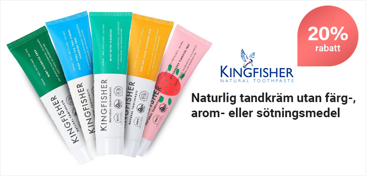20% rabatt på Kingfisher tandkräm!