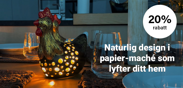 Inred med handgjorda Papier-maché figurer!