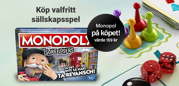 Köp valfritt sällskapsspel - få Monopoly Sore Losers Edition på köpet!