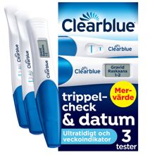 3 st/paket - Clearblue Graviditetstest Trippelcheck + Datum