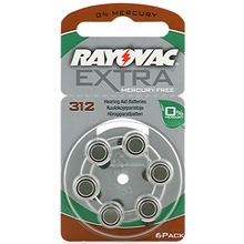 6 st/paket - Rayovac Extra Hörapparats batteri Nr 312
