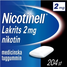 204 st/paket - Nicotinell Tuggummi Lakrits 2mg (Läkemedel)