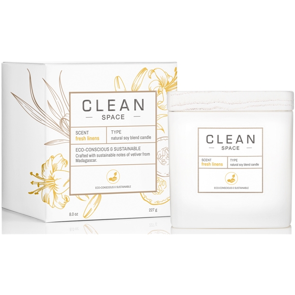 Clean Space Fresh Linens Scented Candle (Bild 2 av 3)