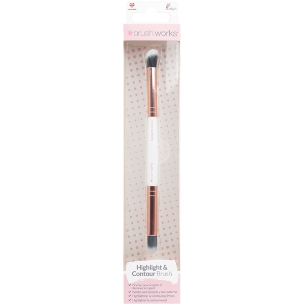 Brushworks Highlight & Contour Brush - Pink & Gold