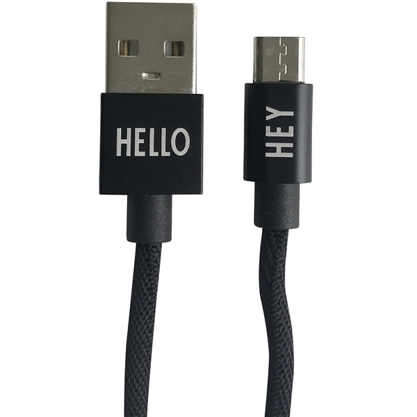 Design Letters Micro USB Cable 1 M Black (Bild 1 av 2)