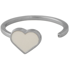 Design Letters Enamel Heart Ring Silver