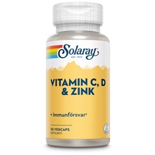 Solaray Vitamin C, D & Zink 30 kapslar