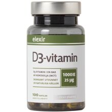 100 kapslar - Elexir D3-vitamin 1000 IE