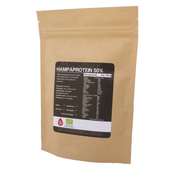 Hampapulver 50% protein Raw Eko (Bild 2 av 2)