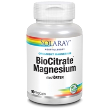 90 kapslar - Solaray BioCitrate Magnesium