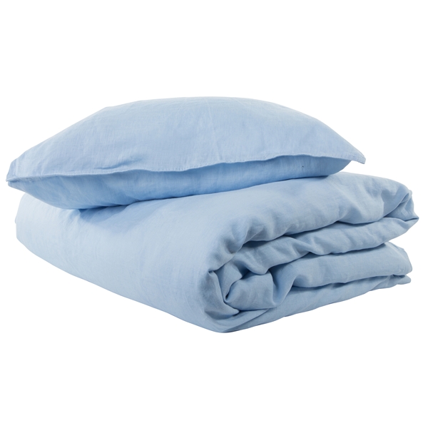 Bäddset Tvättat linne ljusblå (Bild 1 av 2)