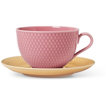 Rosa/sand - Rhombe Color Tekopp med fat