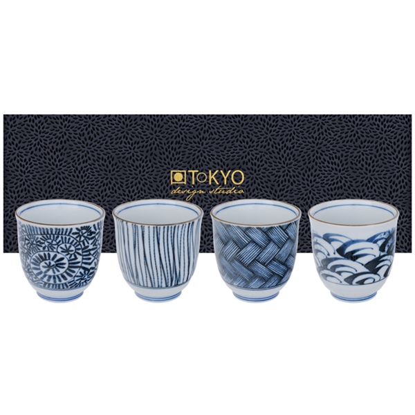 Blue/White Tea Cup Set 4-pack