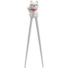 Children Chopsticks 22cm Lucky Cat White