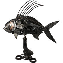 Metallskulptur Rooster Fish