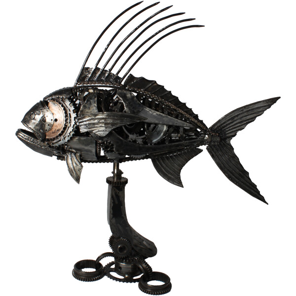 Metallskulptur Rooster Fish (Bild 1 av 2)