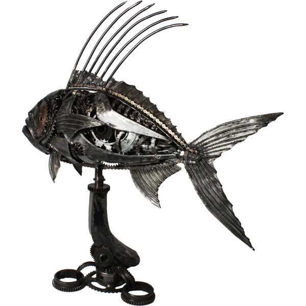 Metallskulptur Rooster Fish (Bild 2 av 2)