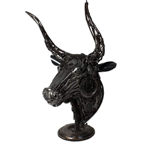 Metallskulptur Bull Head (Bild 1 av 3)