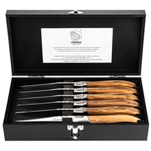 Grillknivar Laguiole Olive wood slät 6-pack