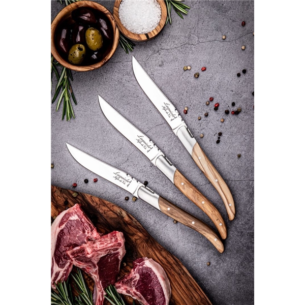 Grillknivar Laguiole Olive wood slät 6-pack (Bild 3 av 7)