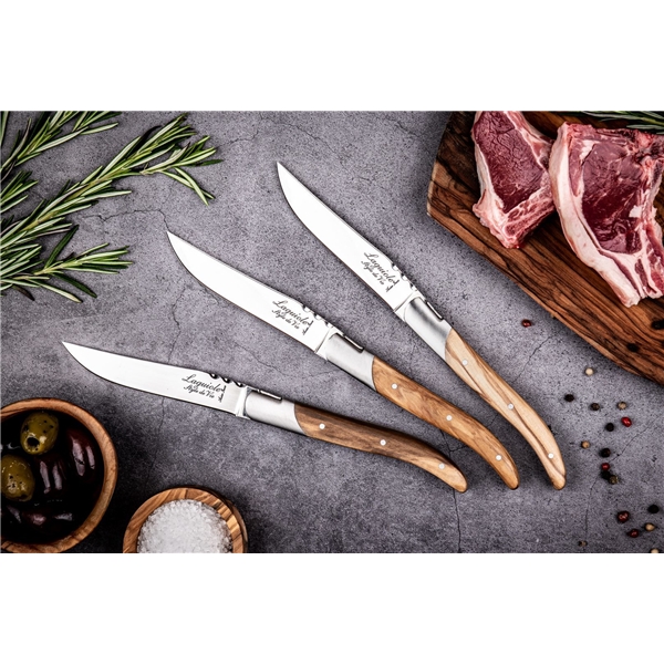 Grillknivar Laguiole Olive wood slät 6-pack (Bild 5 av 7)