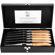 1 set - Grillknivar Laguiole Oak Wood Stonewash 6-pack