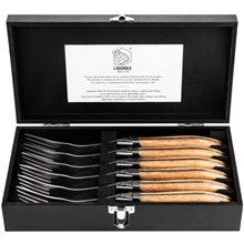 Grillgafflar Laguiole Oak Wood Stonewash 6-pack 1 set