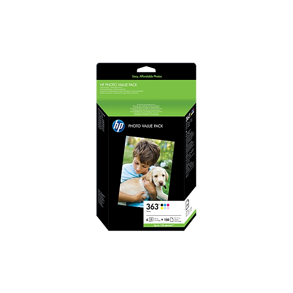 HP 363 Photo Pack - 6 Cartridges + 10x15cm 150sheet