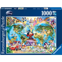 Pussel 1000 Bitar Disney's World Map