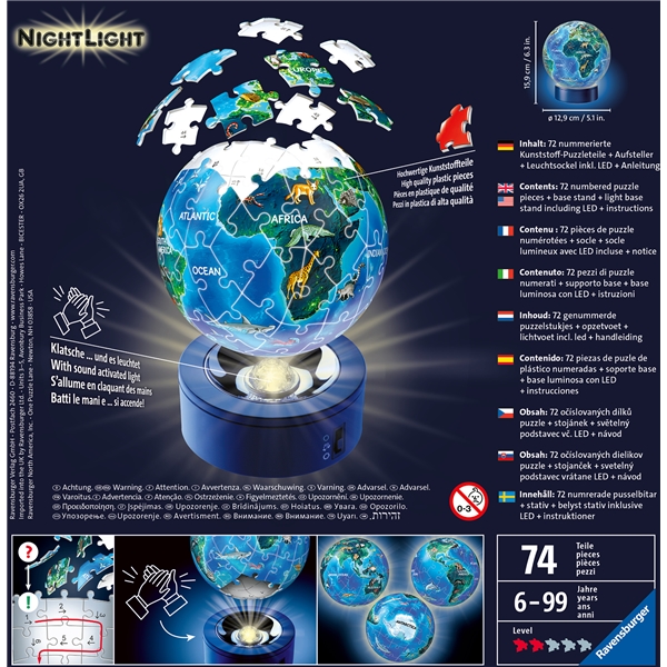 Pussel 3D 72 Bitar Children Globe Nightlight (Bild 2 av 3)